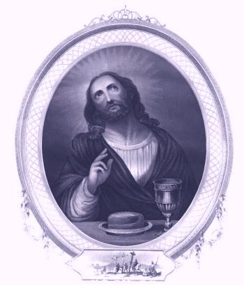 A picture depicting a man believed to be Jesus Blessing the Holy Sacriments