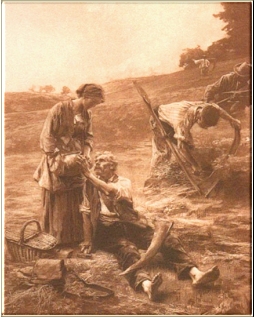 A picture of a man in a field a thirsting for water - The Living Waters